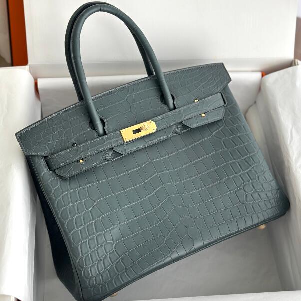 【エルメス HERMES】バーキン30 セリエ グリシマン (0V)クロコダイル アリゲーター マット ゴールド金具（100％手縫）